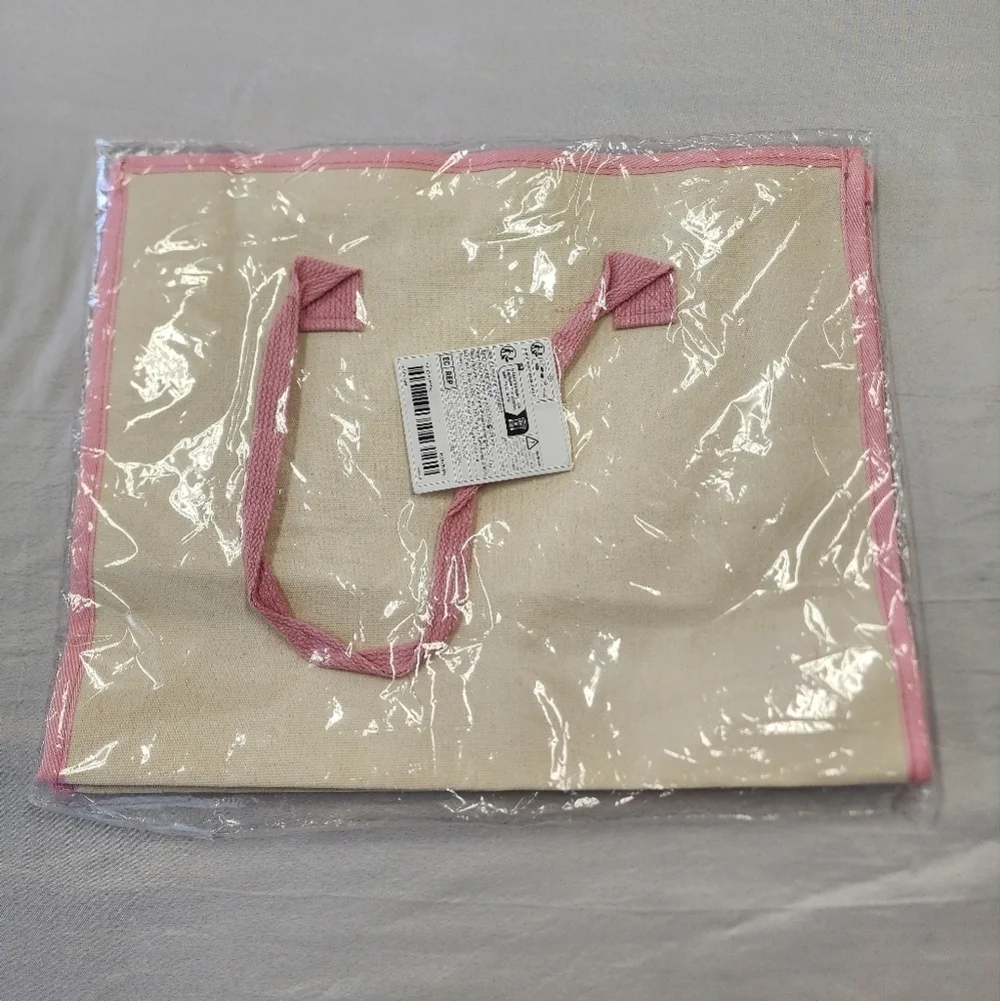 Hello Kitty Women's Pink Cream Canvas Bag Iconic Design Hand Travel Purse NWT